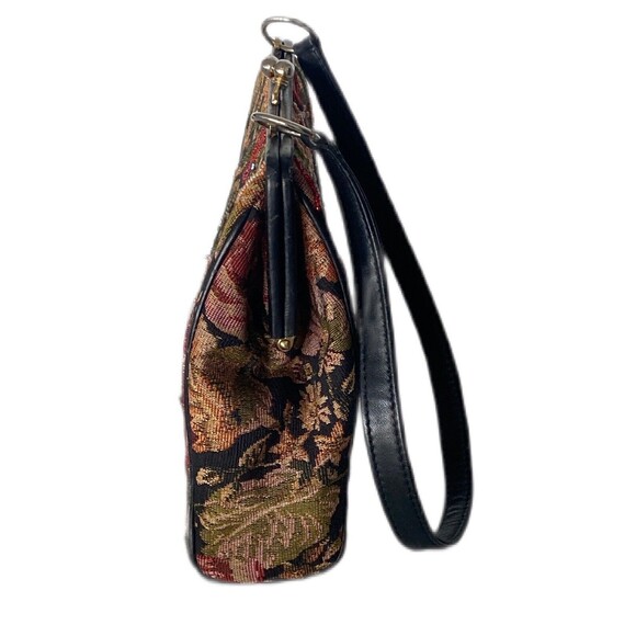 CHRISTIANA LAPETINA Victorian Vtge Tapestry Floral Shoulder Bag Blk Hand Beaded - Picture 6 of 12